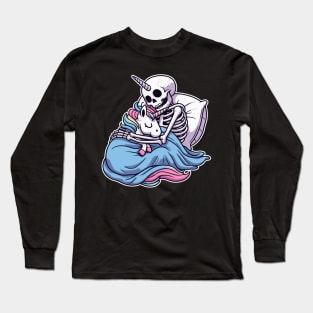 Skeleton sleep with unicorn Long Sleeve T-Shirt